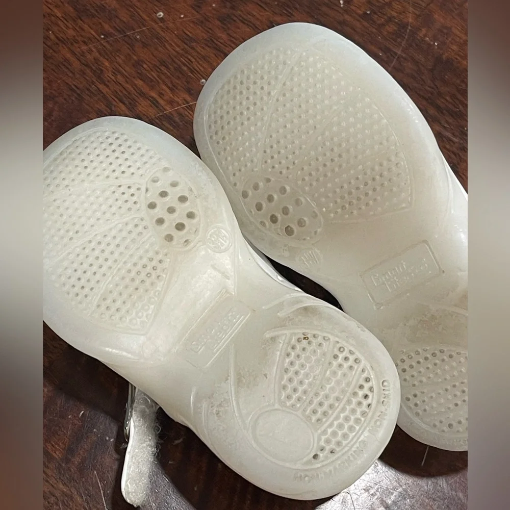 VTG 90s Smart Steps little girl white patent vinyl Mary Jane shoes size 3.5W‎